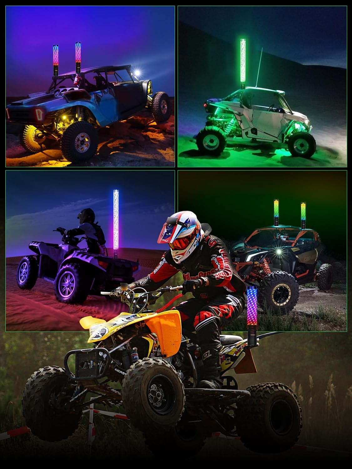 LED ホイップライト リモート & APP コントロール付き ATV 用追跡パターン