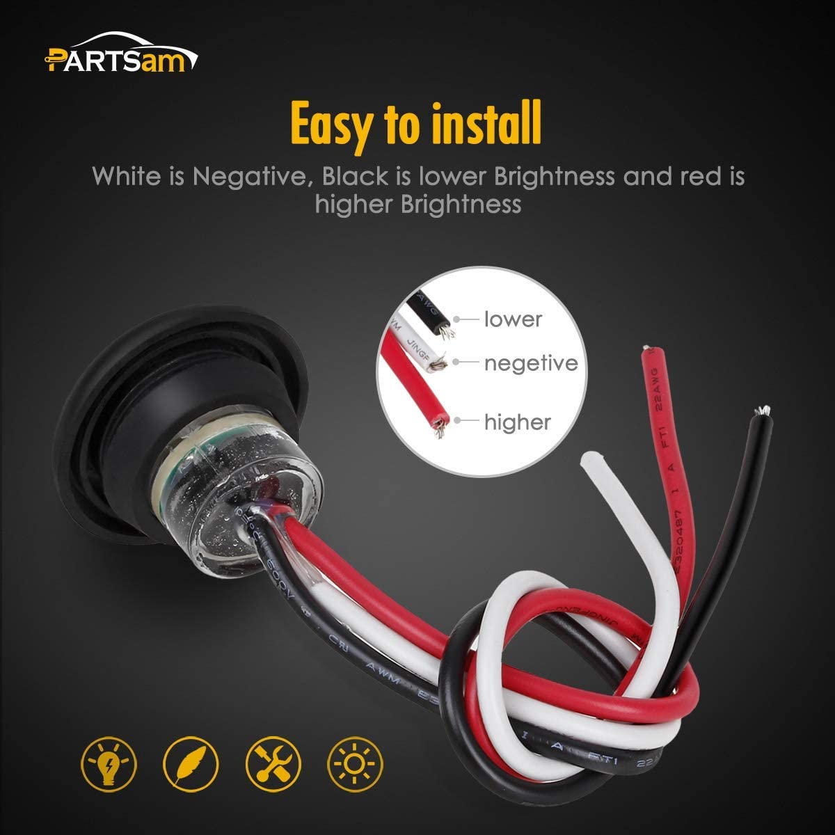 正方形防水 LED 作業灯、ホットセール LED サイド ライト、12 V LED サイド マーカー ライト、トラック用 LED サイド マーカー ライト、3/4 インチ LED サイド マーカー ライト