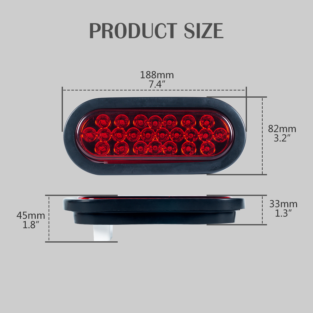 6インチの楕円形の赤いLEDテールライト