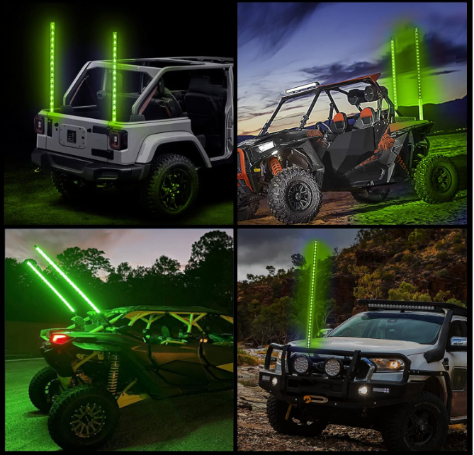 LEDホイップライト：7つの一般的な神話を暴き、オフロード愛好家のための真の価値を解き放つ、アプリ制御チェイシングホイップライト、防水LED照明付きホイップ、スプリングベース付きホイップライト、UTV ATV用ホイップライト、アプリおよびリモコン付きホイップライト