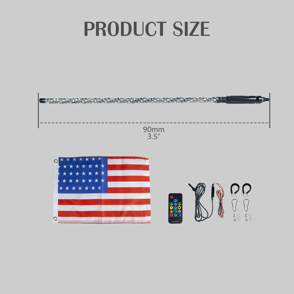 180pcs SMD5050 LED 5フィートホイップライト、アプリとリモコンを備えたLEDホイップライト、スパイラルRGBは照明付きアンテナホイップを追いかけ、UTV ATV ATV RZR SXS CAN-AM DUNE BUGGY OFFROOD TRUCKの鞭の光（5）