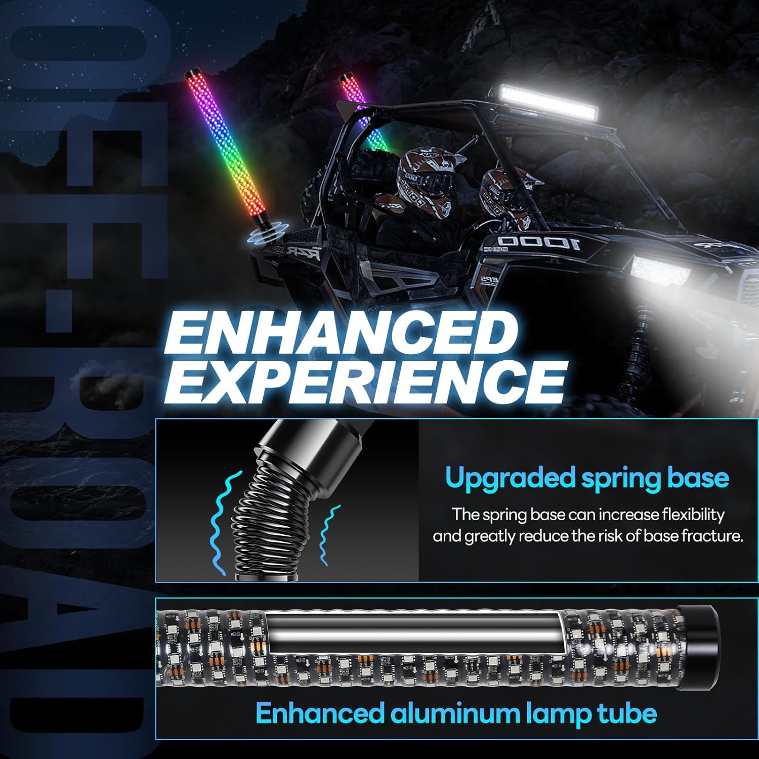 360&deg;スパイラルLEDホイップライト、ATV用ホイップライト、リモコンスパイラルLEDホイップライト、Sxs用LEDホイップライト、APPコントロールチェイシングホイップライト
