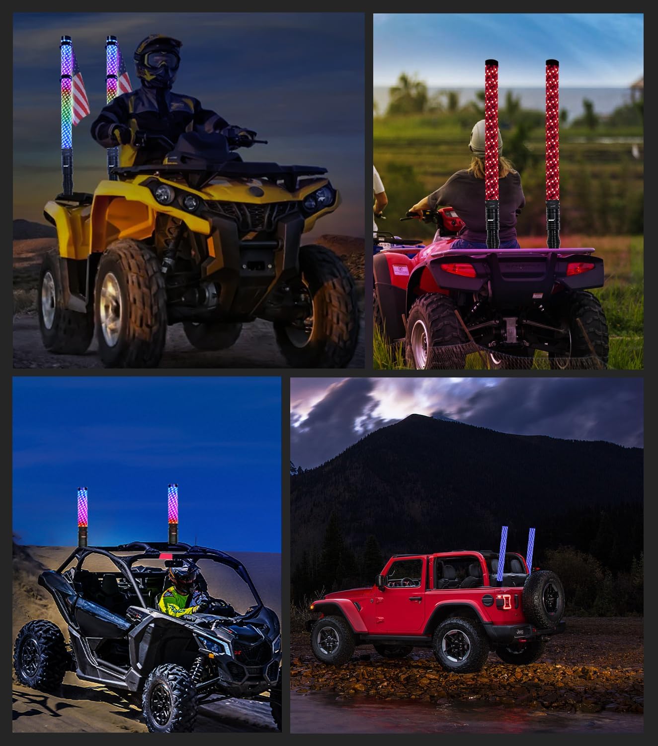 LED ホイップライト リモート & APP コントロール付き ATV 用追跡パターン