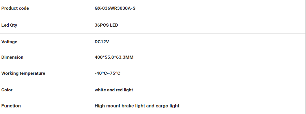 GX-036WR3030A-S GMブレーキライト